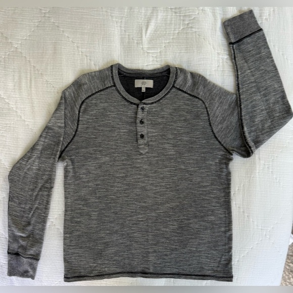 Jack Spade Warren Street Men’s Henley Large Gray Long Sleeve Shirt - Picture 1 of 5